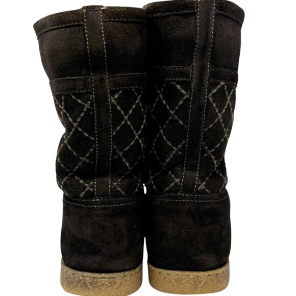 CHANEL Vintage CC Mark Logo Mid Calf Boots #39.5 Stitch Dark Brown [103867] - Picture 6 of 10